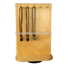 Fashion Ornaments Retail Store Tabletop Rotating 4-Way Hanging Wooden Neck Jewelry Display Rack